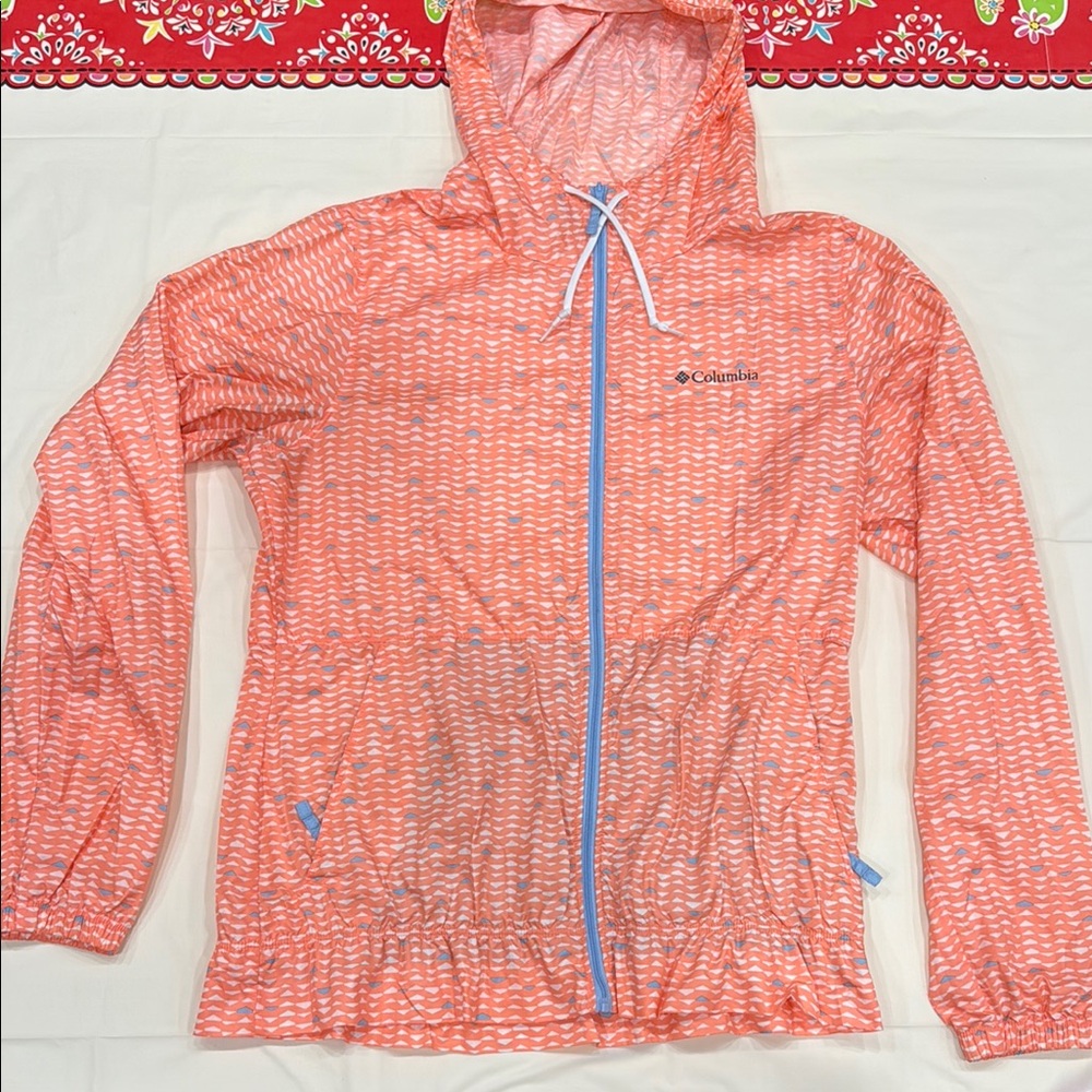 Columbia Orange Windbreaker Rain Jacket
